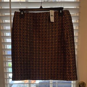 LOFT Geometric Brown Pencil Skirt